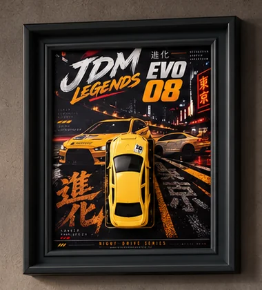 Obra enmarcada de Noah's Garage: Mitsubishi EVO 08, JDM Legends